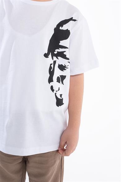 Erkek Çocuk Atatürk Siluet Baskılı Beyaz Tshirt