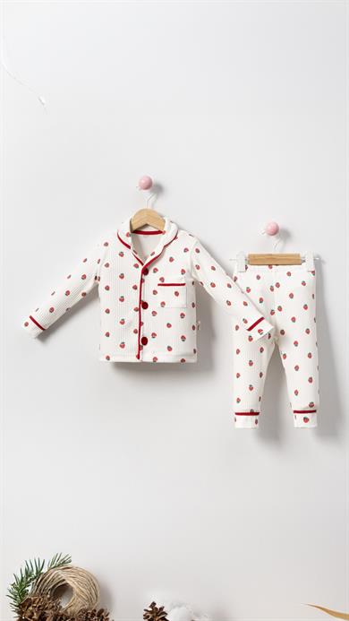 Kız Bebek Pijama Takımı Çilek Desenli  6-18 AY