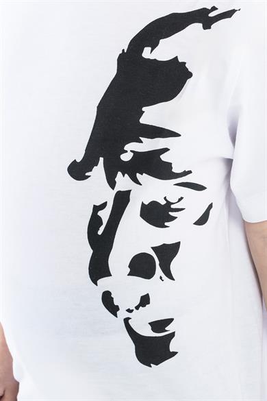 Kız Çocuk Atatürk Siluet Baskılı Beyaz Tshirt