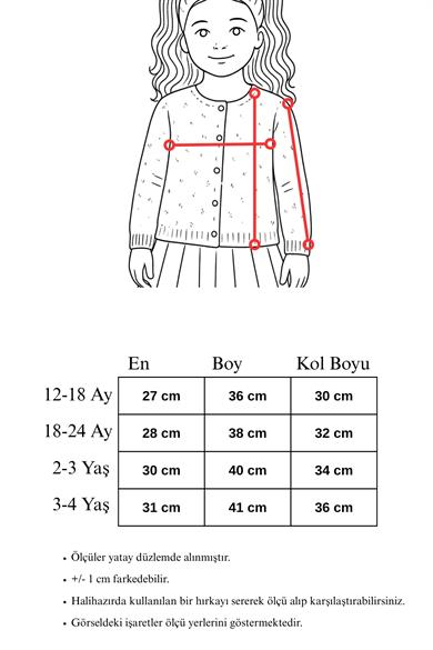 Kız Çocuk Buket Desen Beyaz Triko Hırka 1-4 Yaş