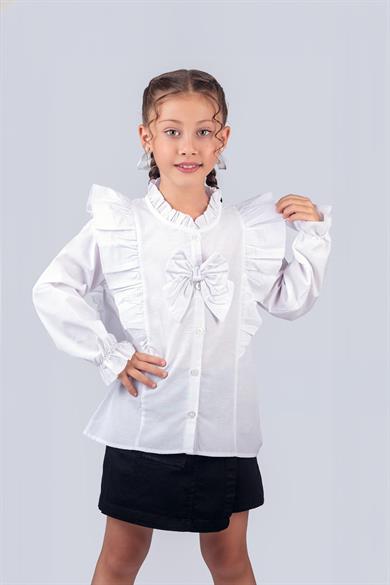 Kız Çocuk Okul Gömleği Fiyonklu 2-5 Yaş
