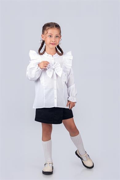 Kız Çocuk Okul Gömleği Fiyonklu 2-5 Yaş