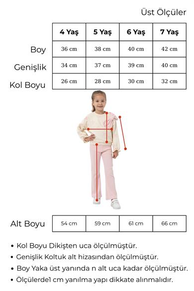 Kız Çocuk Sweat Tayt Takım Yan Kurdele Yaka 4-7 Yaş
