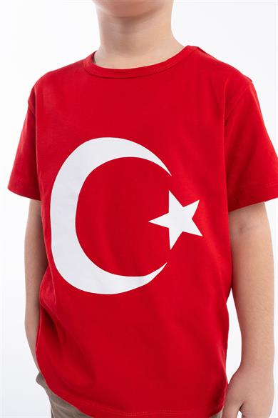Türk Bayraklı Atatürk Baskılı T-shirt (3 Adet Fiyatı) 4-14 Yaş Kız-Erkek KSB