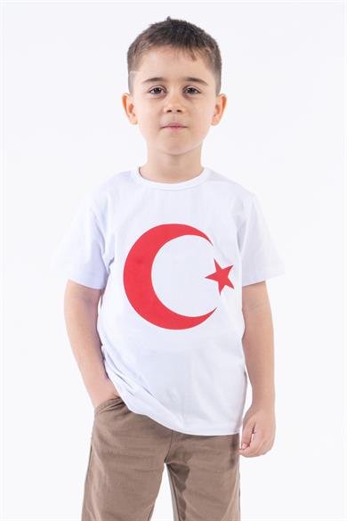 Türk Bayraklı Atatürk Baskılı T-shirt (3 Adet Fiyatı) 4-14 Yaş Kız-Erkek