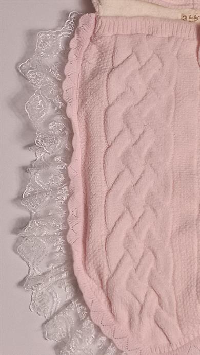 Yenidoğan Bebek Hediye Dantelli Kundak Battaniye Welsoftlu Pembe