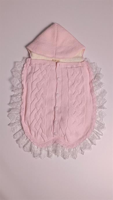 Yenidoğan Bebek Hediye Dantelli Kundak Battaniye Welsoftlu Pembe