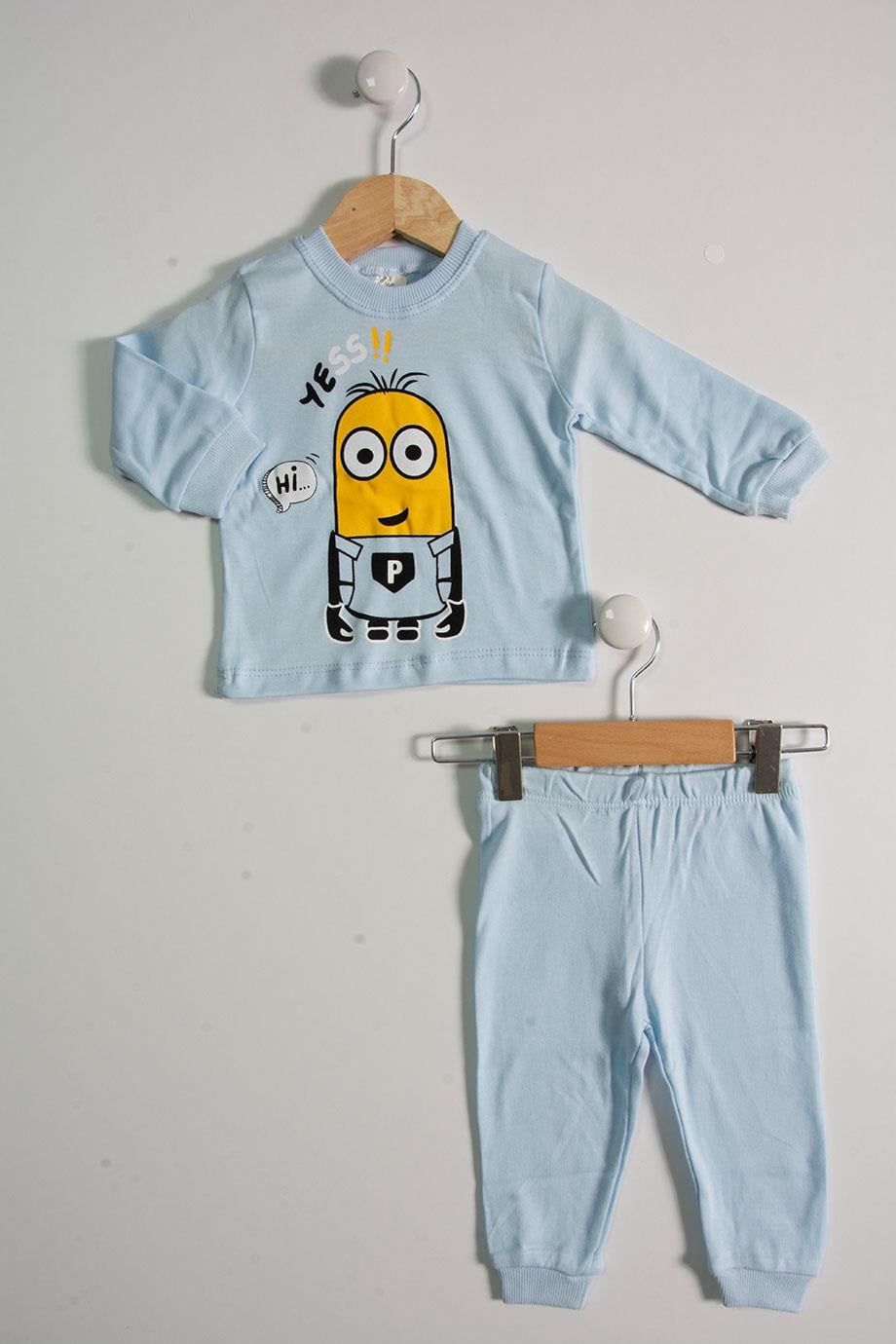 6-12 Ay Minyon Baskılı Erkek Bebek Pijama Takımı