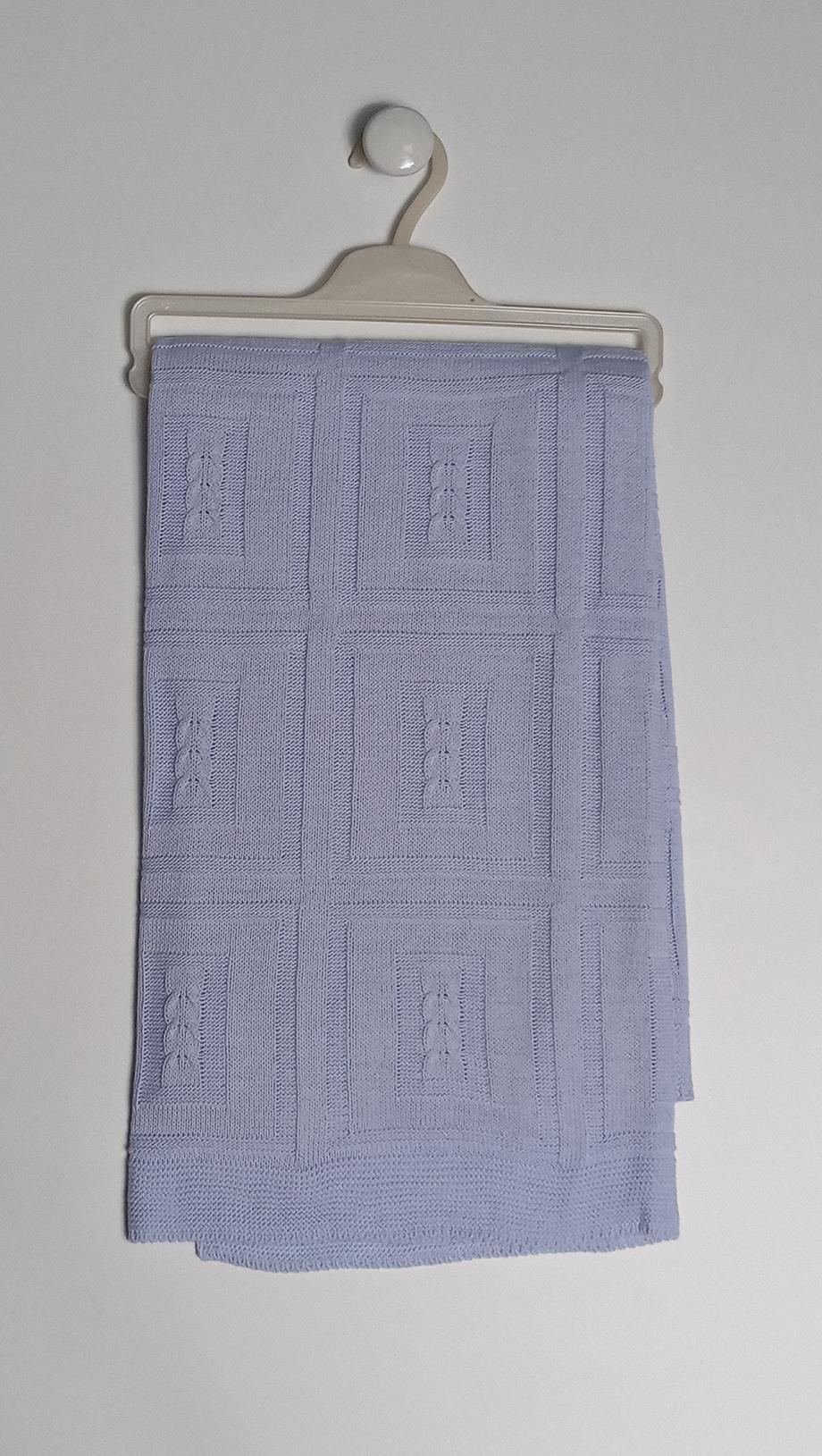 Bebek Triko Battaniye Kareli 85x95cm Mavi