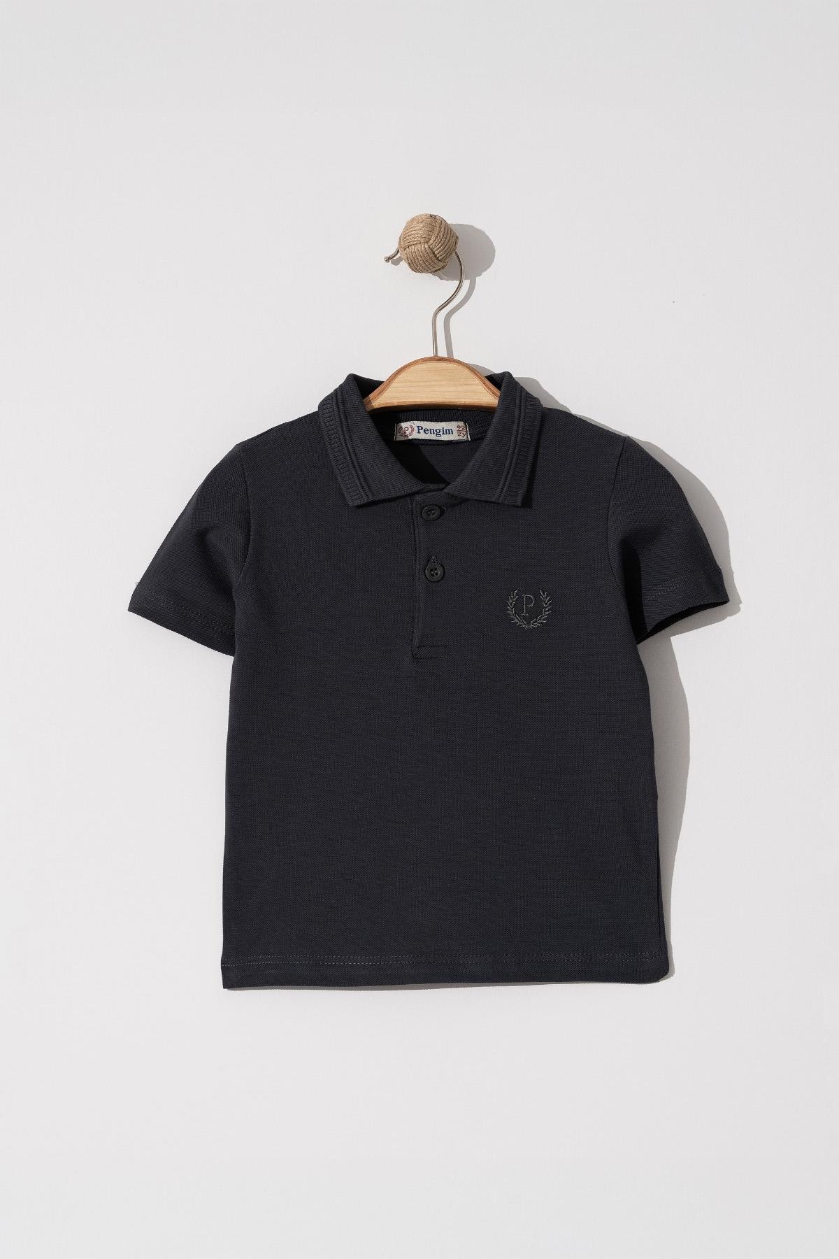 Erkek Çocuk Basic Siyah Polo Yaka Tshirt 6-9 Yaş