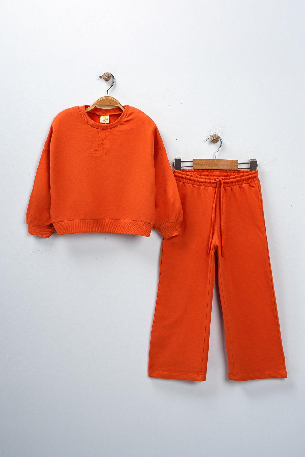 Kız Çocuk Basic Sweatshirt Takım 5-8 Yaş Nar