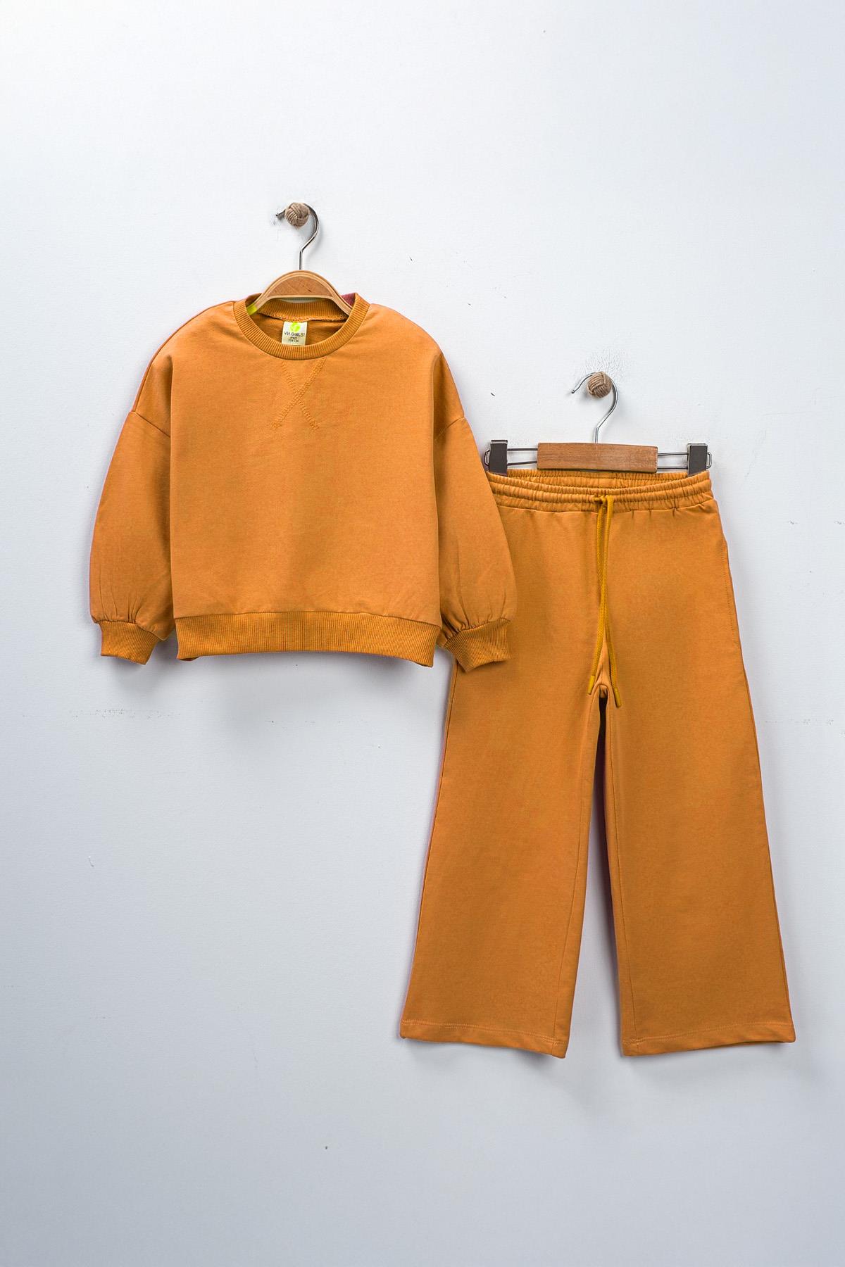Kız Çocuk Basic Sweatshirt Takım 5-8 Yaş Retro Nectarine