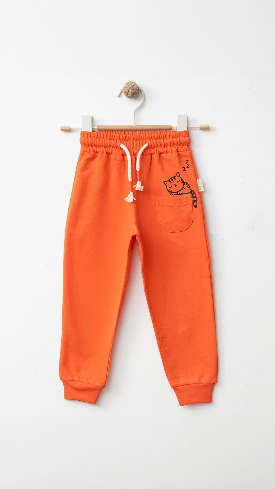 Kız Çocuk Tek Alt Jogger Eşofman Altı Mercan 1-6 Yaş