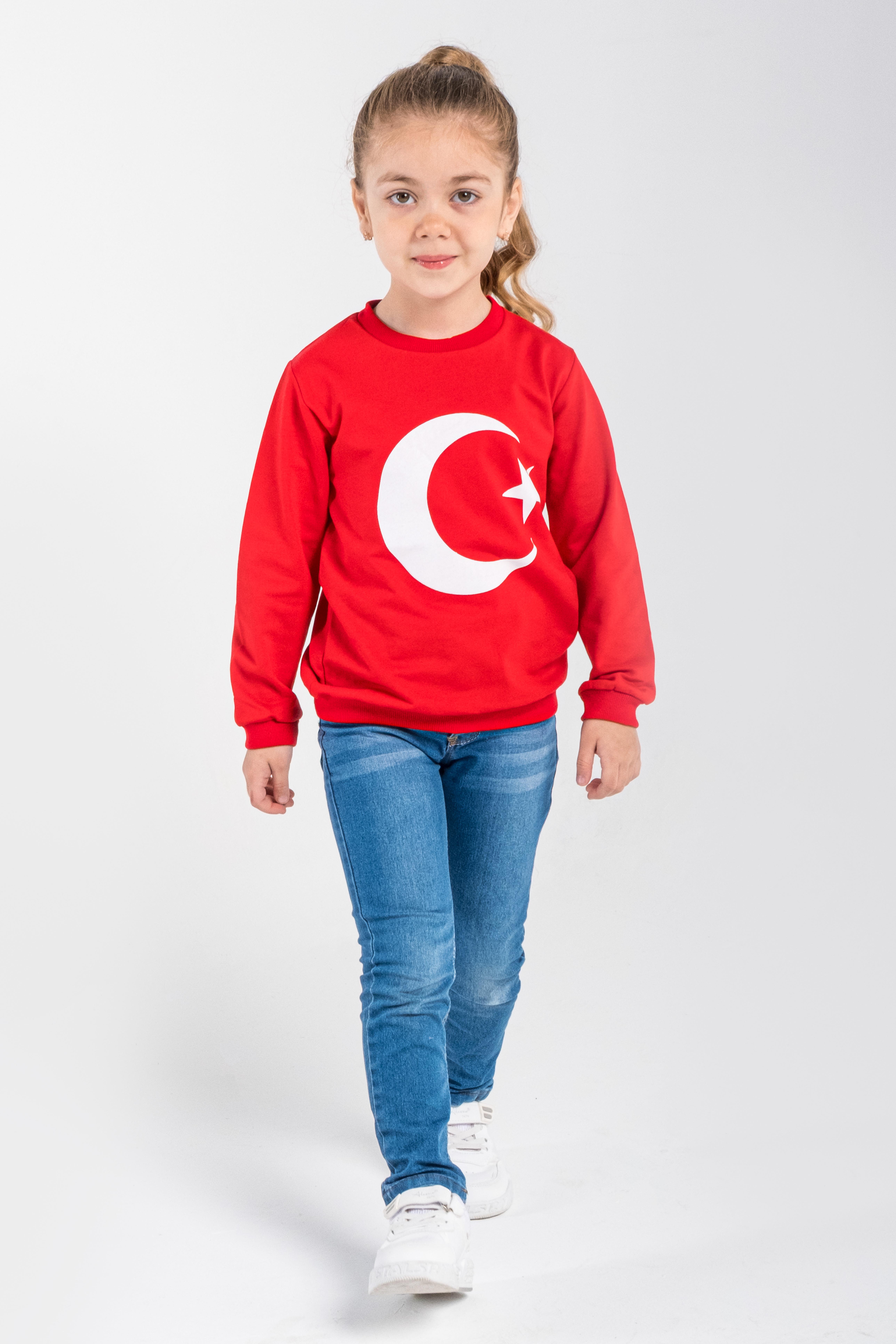 Unisex Çocuk Ay Yıldızlı Basic Sweat 2-7 Yaş