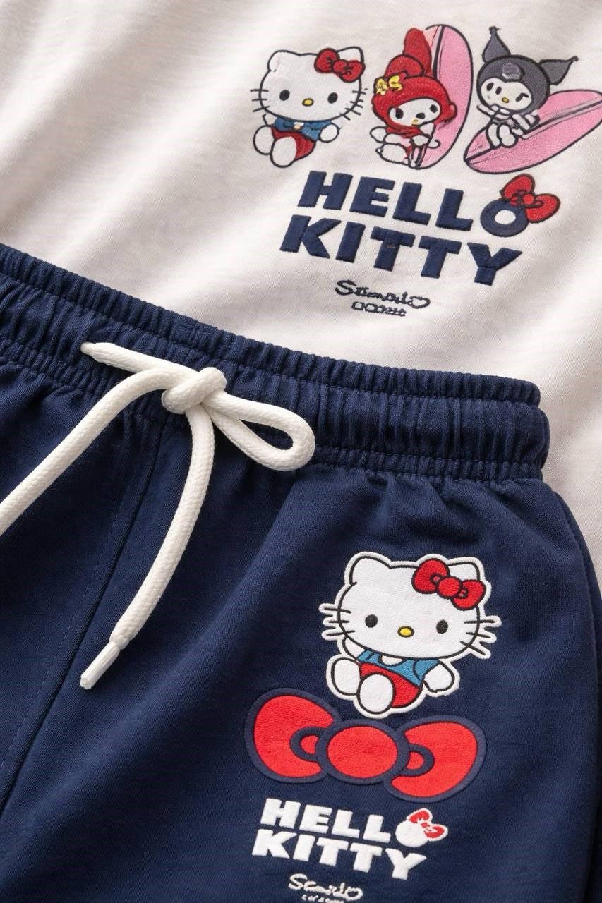 Hello Kitty Kız Çocuk Penye Şortlu Takım