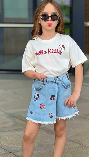 Kız Çocuk Hello Kitty Kot Etekli Takım