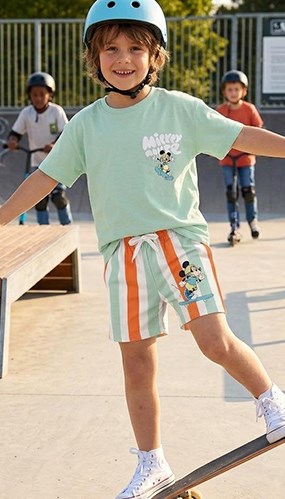 Mickey Mouse Baskılı Erkek Çocuk Penye Şort Takım