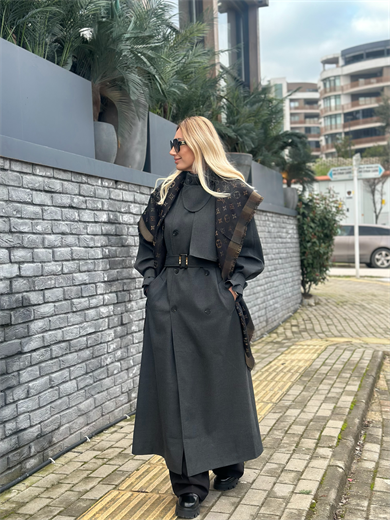 Antrasit Kuşaklı Helena Trençkot Askı0065