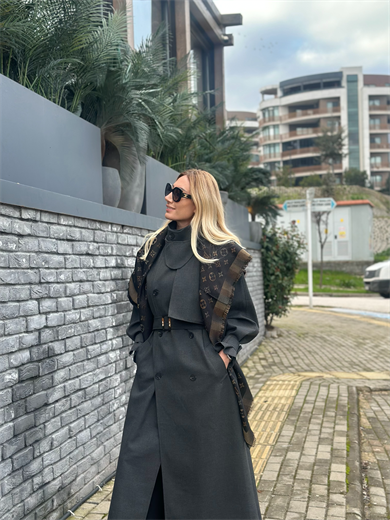 Antrasit Kuşaklı Helena Trençkot Askı0065
