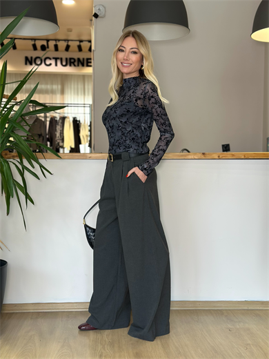 Antrasit Yüksek Bel Palazzo Askı0020