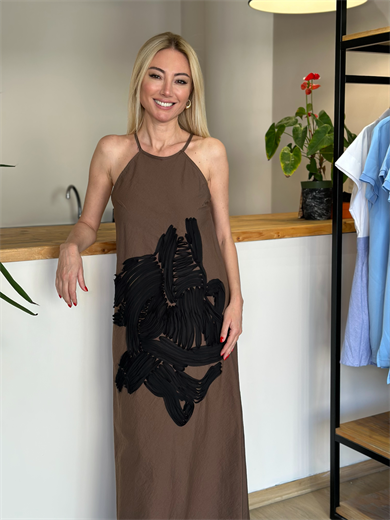 Askılı Kahve Elbise