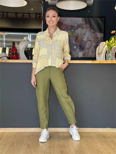 Baget Paça Detaylı Haki Pantolon