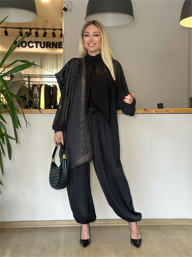 Bağlamalı Siyah Gömlek Askı0069