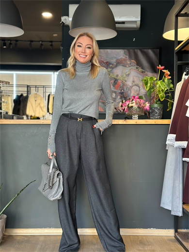 Balıkçı Yaka Kolları Detaylı Triko Kazak