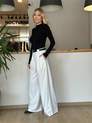 Beyaz Palazzo Pantolon Askı0012