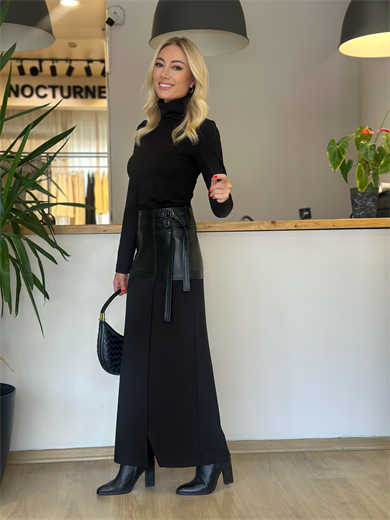 BGN Workshop Deri Detaylı Etek Askı0044