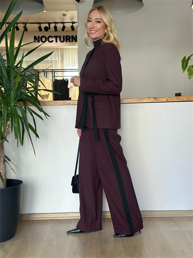 BGN Workshop Şerit Detaylı Bordo Pantolon Askı00142