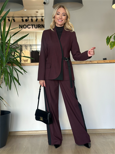 BGN Workshop Şerit Detaylı Bordo Pantolon Askı00142