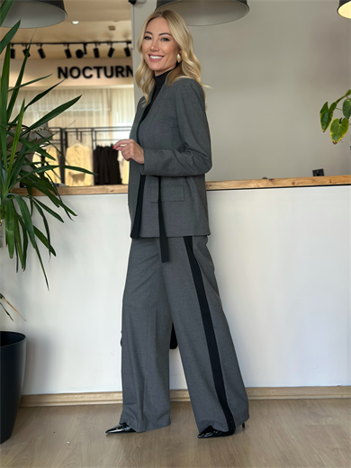 BGN Workshop Şerit Detaylı Gri Pantolon Askı00139