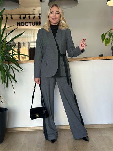 BGN Workshop Şerit Detaylı Gri Pantolon Askı00139