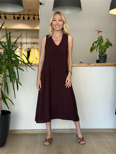 Bodrum Midi Bordo Elbise