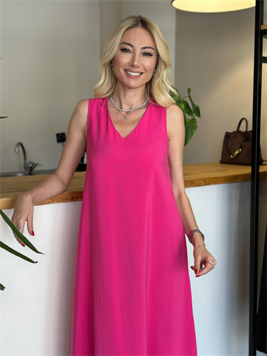 Bodrum Midi Pembe Elbise