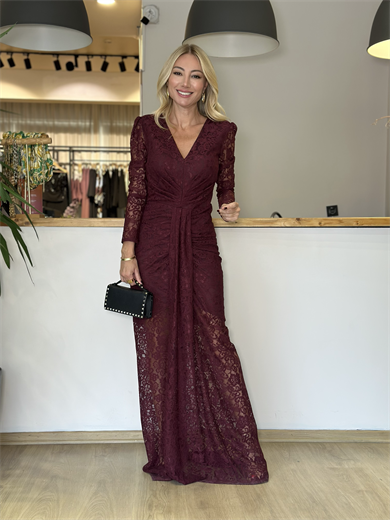 Bordo Dantel Balık Model Tasarım Elbise Askı00387