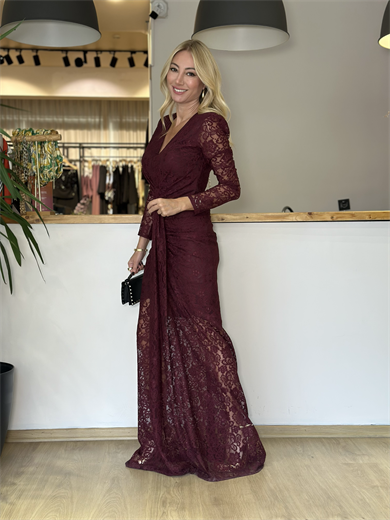 Bordo Dantel Balık Model Tasarım Elbise Askı00387