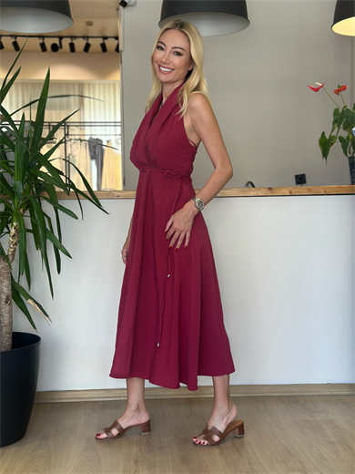 Bordo Romantik Elbise