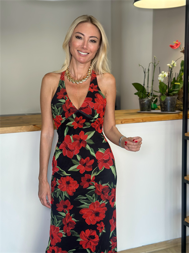 Boyundan Bağlamalı Kırmızı Elbise Askı0063