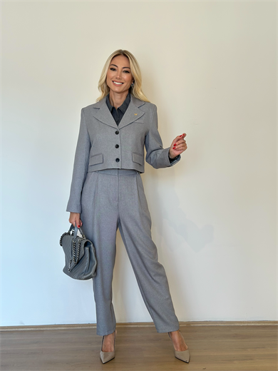 Crop Gri Ceket Askı005