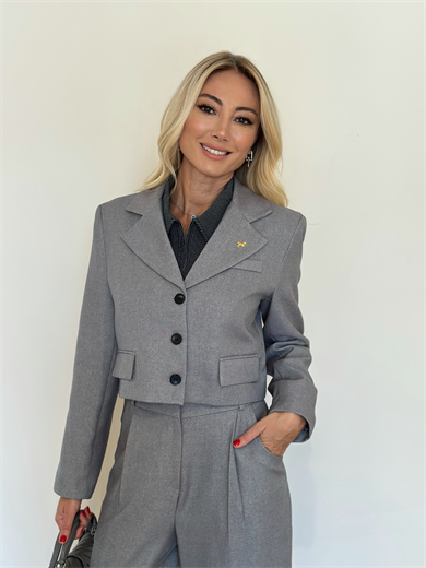 Crop Gri Ceket Askı005