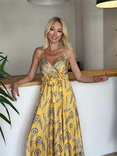 Datça Özel Dikim Saten Elbise Askı0012