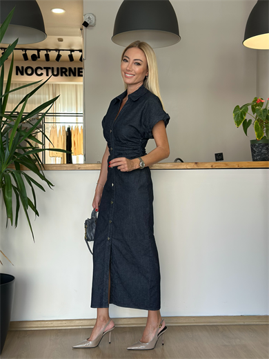 Denim Drapeli Elbise Askı0038