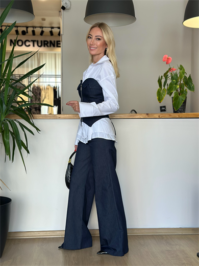 Denim Korse Detaylı Üst Askı0094