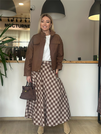 Ekose Desen Orange Verev Etek Askı00116 