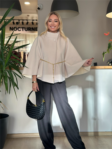 Ekru Pelerin Panço Askı00242