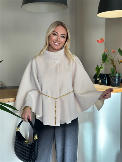 Ekru Pelerin Panço Askı00242