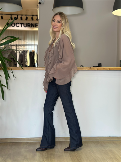 Fırfır Detaylı Kahve Modern Gömlek Askı0049