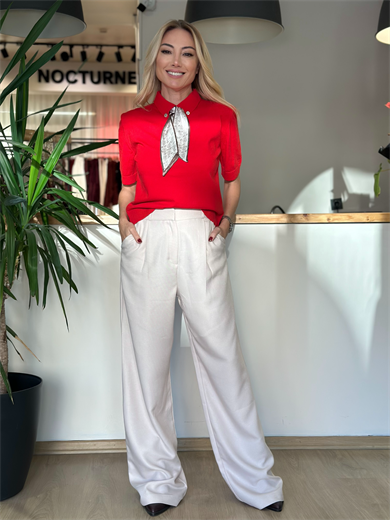 Fular Detaylı Kırmızı Triko Askı00288